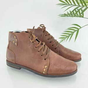 Caboclo Leo Ankle Boot Men's Size 8 Brown Leather Studded Classic Lace Up